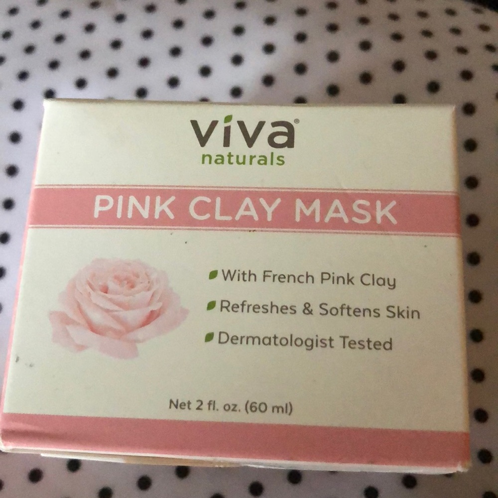 New VIVA Naturals Pink clay Mask 2 Oz.  Rose scent